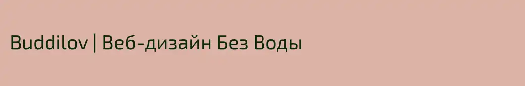 Buddilov | Веб-дизайн Без Воды